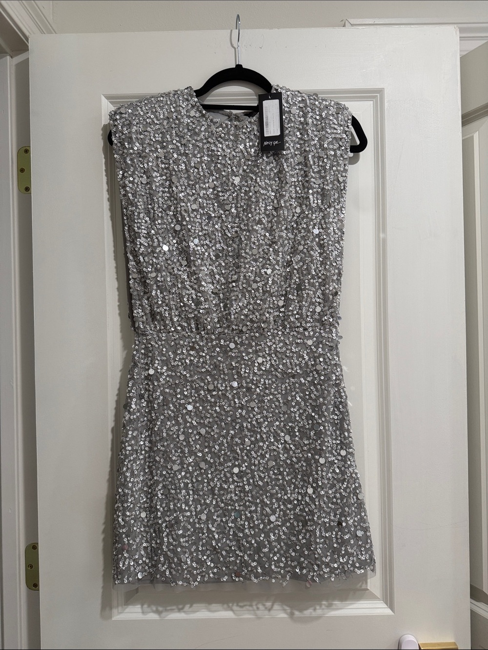 NWT Nasty Gal Silver Sequin Mini Dress